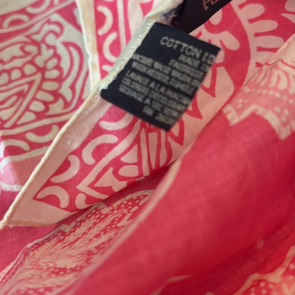 Polo Ralph Lauren Pink and White floral paisley cotton scarf - Picture 3 of 4